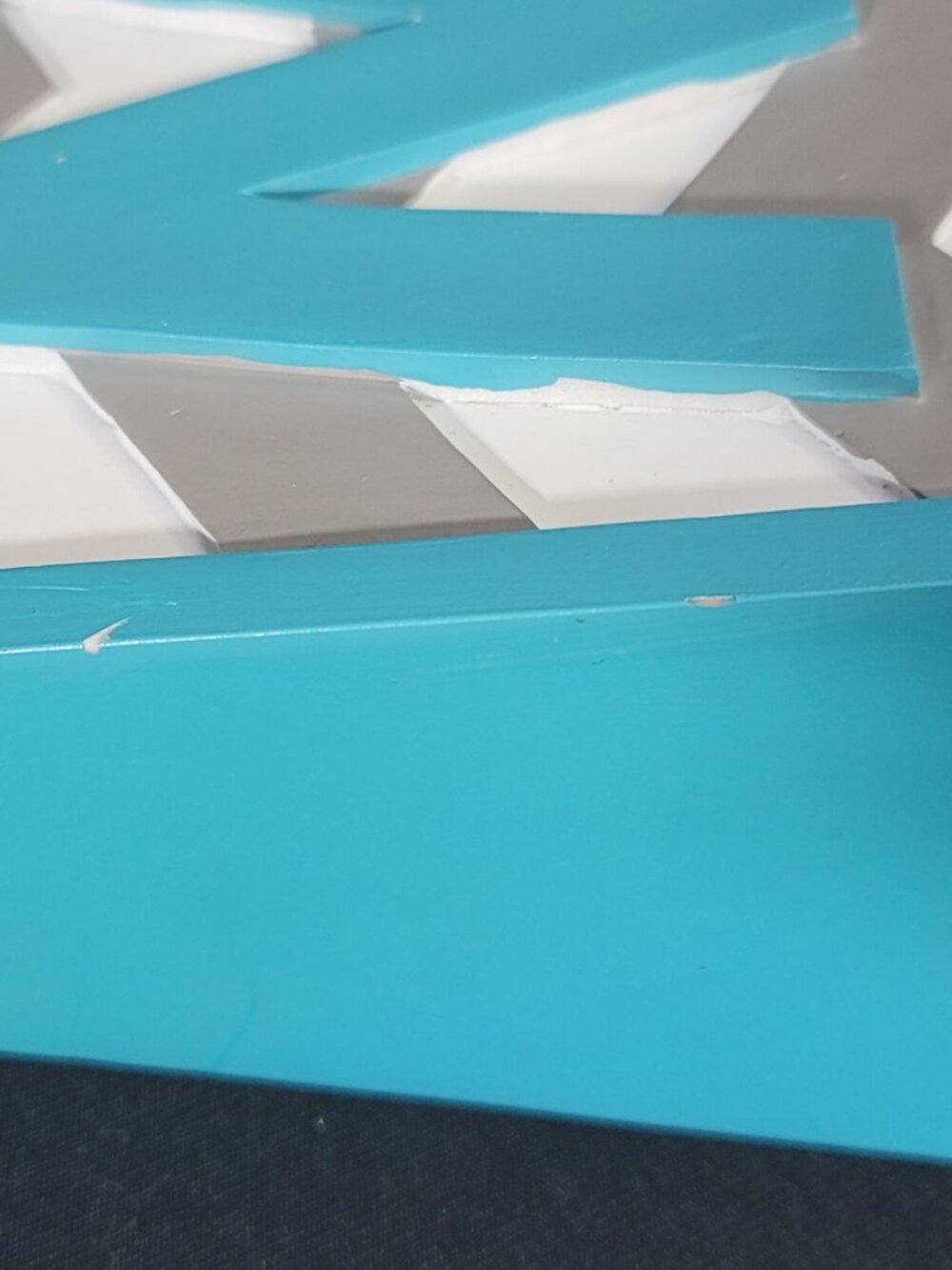 The Spring Shop Monogram W Aqua Chevron Decorative Block Spring 2014 - Picture 6 of 15